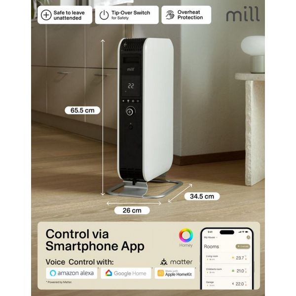 Mill Gentle Air WiFi Oil Filled Radiator 1500W