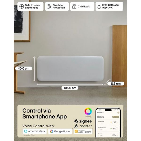 Mill Invisible Smart WiFi Panel Heater 1300W