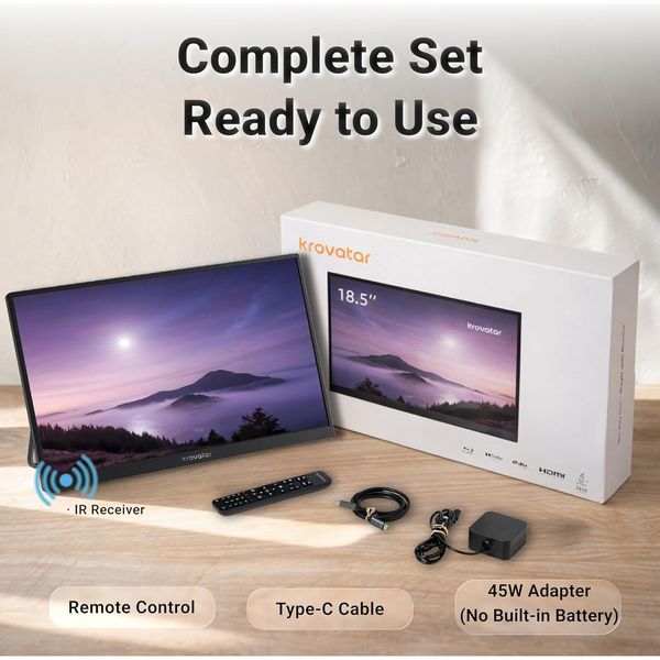 Krovatar 18.5'' FHD IPS 1080P Blu Ray Disc Player with Monitor