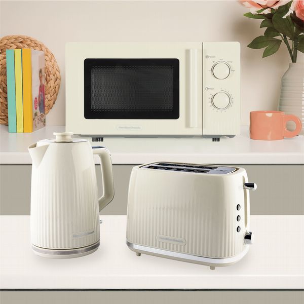 Hamilton Beach Miami Kettle, Toaster and Miami Microwave Set - Sand