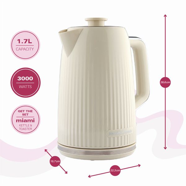 Hamilton Beach Miami Kettle, Toaster and Miami Microwave Set - Sand