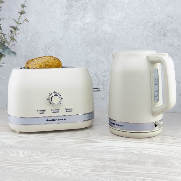 Hamilton Beach Ella Kitchen Bundle Latte - Kettle,  2 Slice Toaster and Cream Microwave