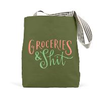 Em & Friends Groceries & Shit (Olive) Tote Bags