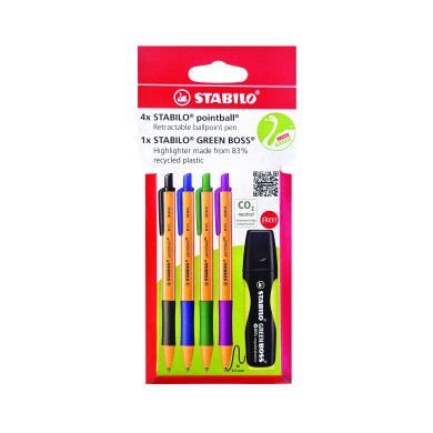 Stabilo Pointball Retractable 4's & Green Boss
