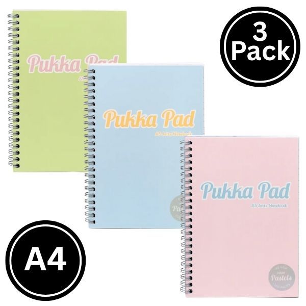 Pukka A4 Pastel Jotta Notebooks - Pack of 3 mixed colours