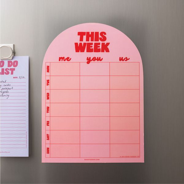 A4 Magnetic Pink & Red Weekly Planner | Fridge Magnet Planner