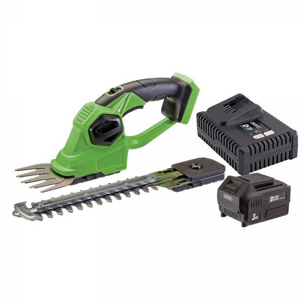 Draper D20 20V 2-In-1 Grass And Hedge Trimmer With Battery And Fast Charger