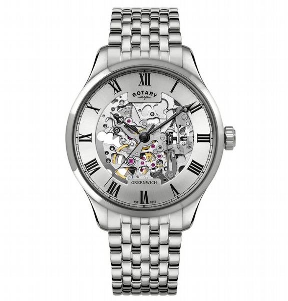 Rotary Men'S Greenwich Ss Bracelet Silver Dial 50M