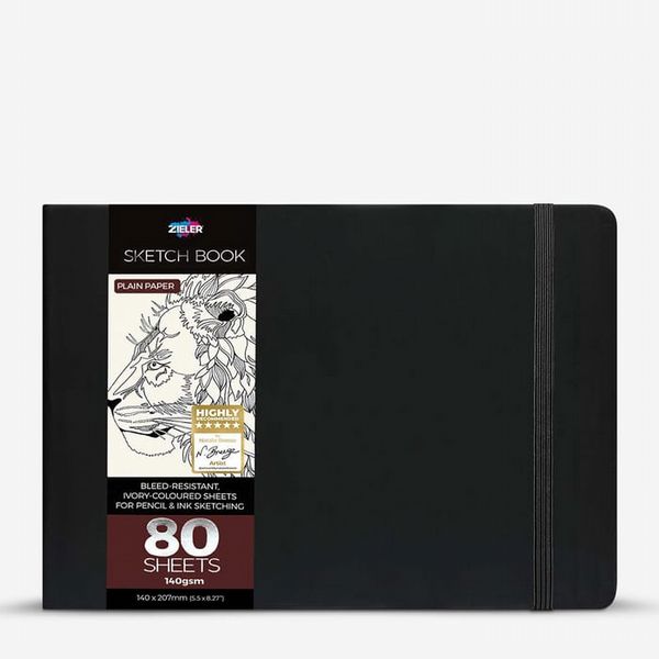 Zieler : Sketch Book Journal : 140gsm : 207x140mm : 80 Sheets : Landscape : Black