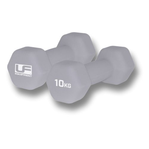 Urban Fitness Hex Dumbbells - Neoprene Covered (Pair) - 2 x 10kg - Silver